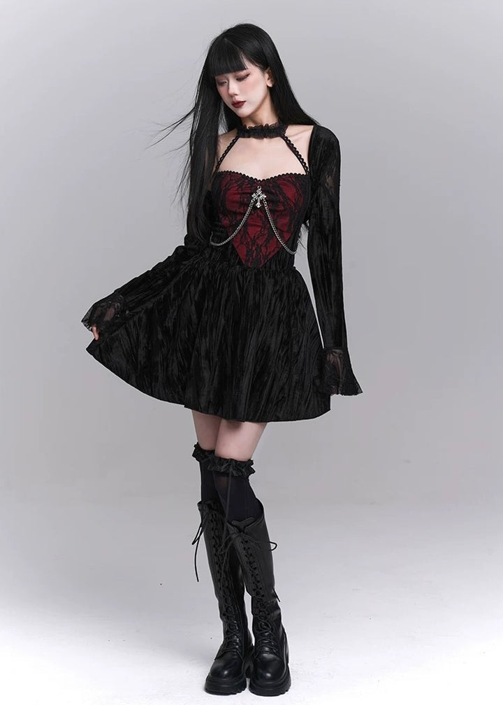 gothic frill velvet dress / LG1217