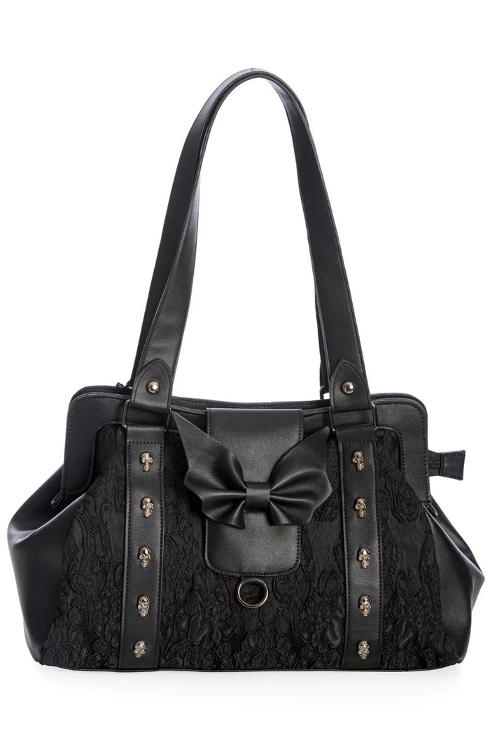 Ribbon skull studded bag / b1109