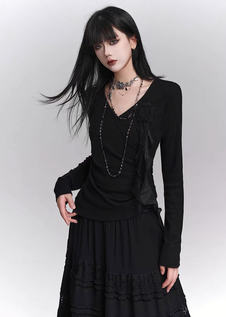 BLACK ROSE GOTHIC LONG SLEEVE / LG1413_e4r