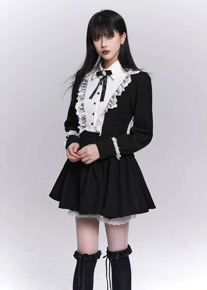 NOCTURNE LACE COLLAR TWO-PIECE SET / LG1503