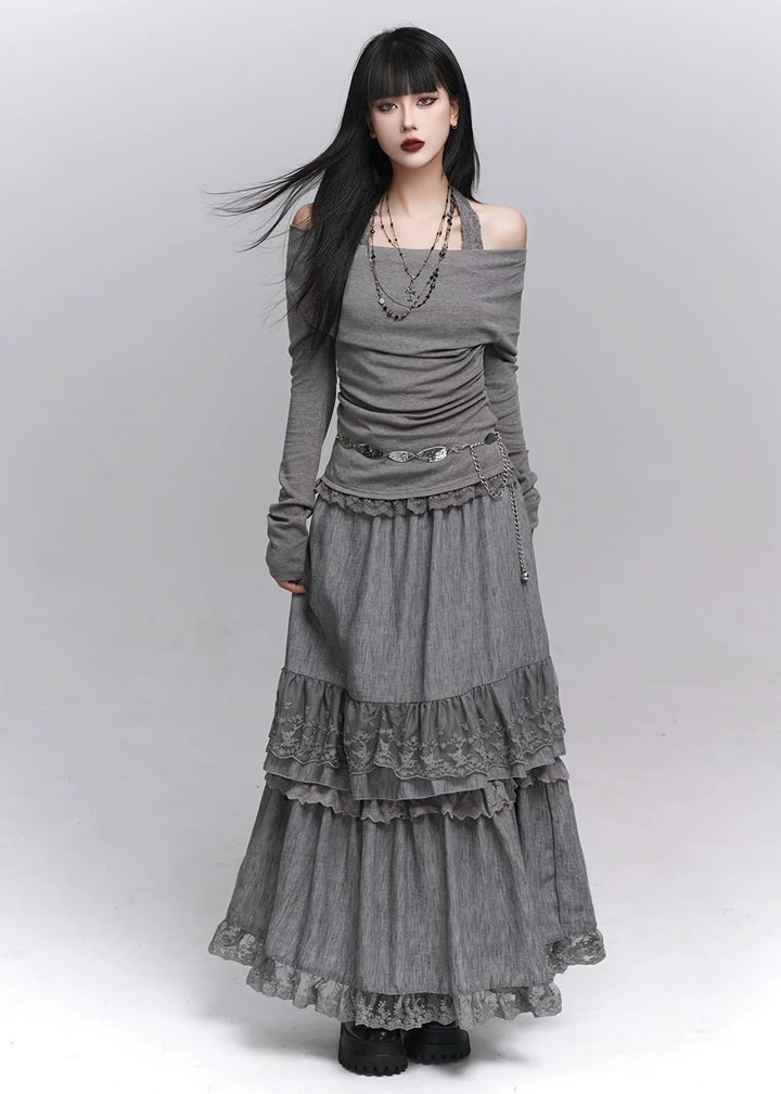 Layered Lace Maxi Skirt / lg1330