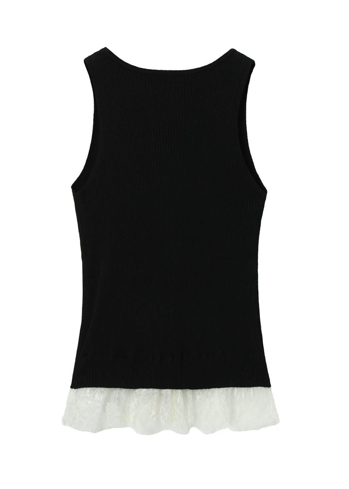 LACE LAYERED RIB TANK TOP / LG1589