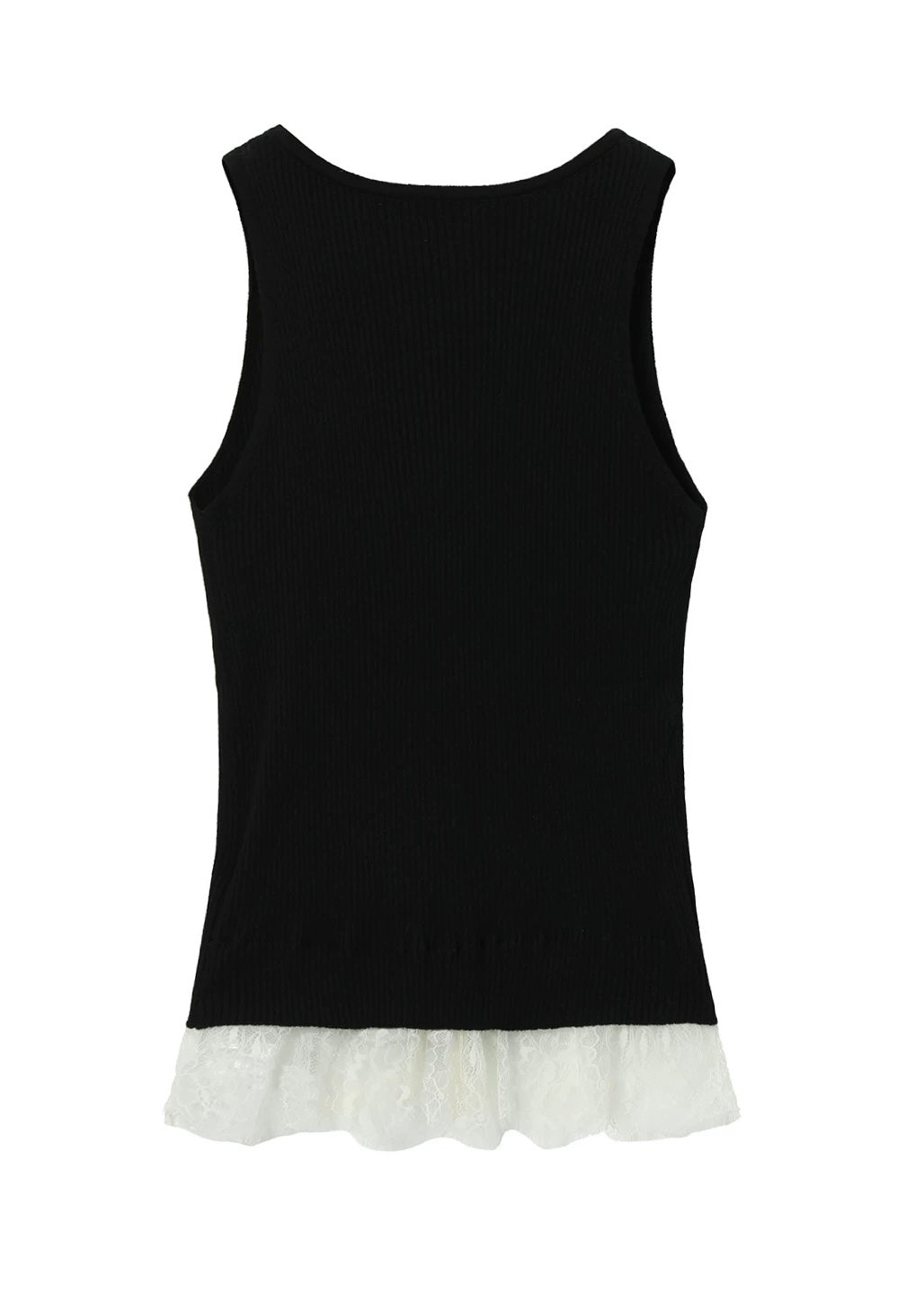LACE LAYERED RIB TANK TOP / LG1589
