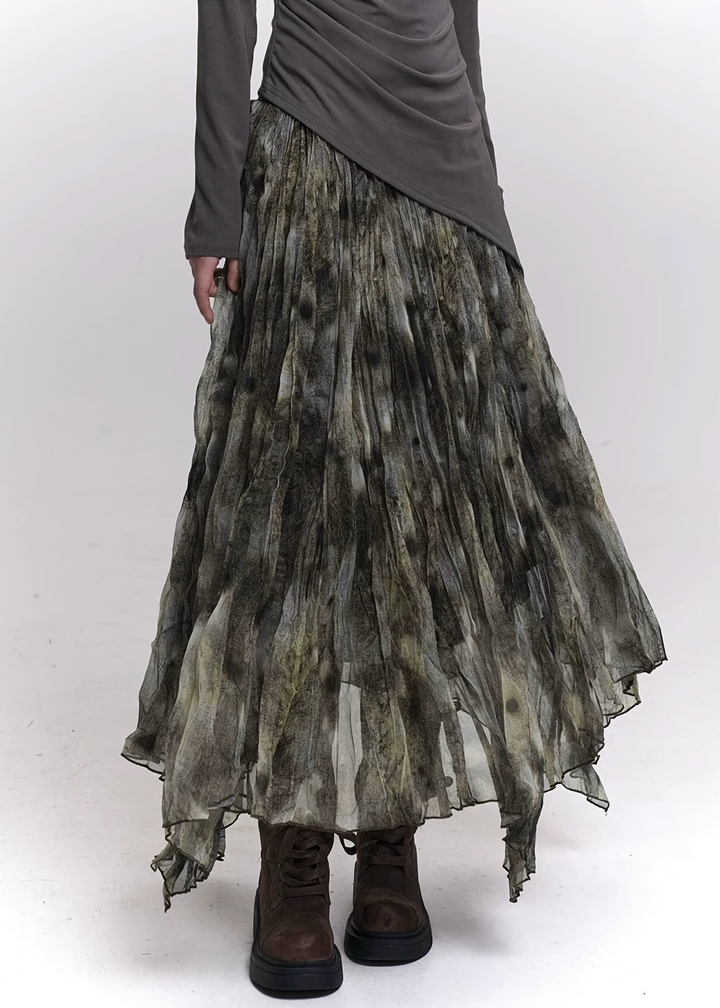 FADED TEXTURE SHEER MAXI SKIRT / LG1469