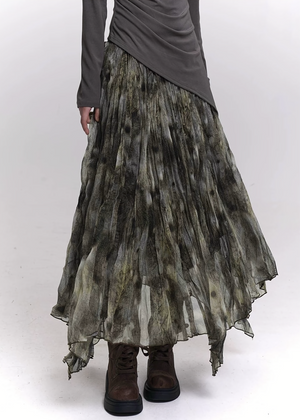 FADED TEXTURE SHEER MAXI SKIRT / LG1469