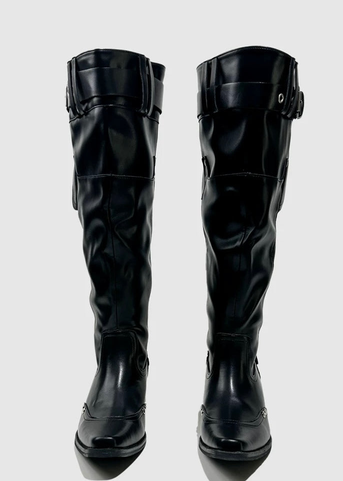BUCKLE LONG RIDING BOOTS / V1158