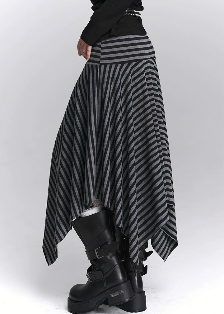 SHADOW STRIPE ASYMMETRY SKIRT / LG1445