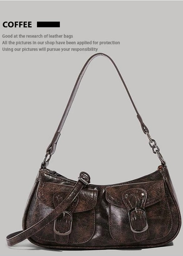 DOUBLE BUCKLE VINTAGE SHOULDER BAG / B1117