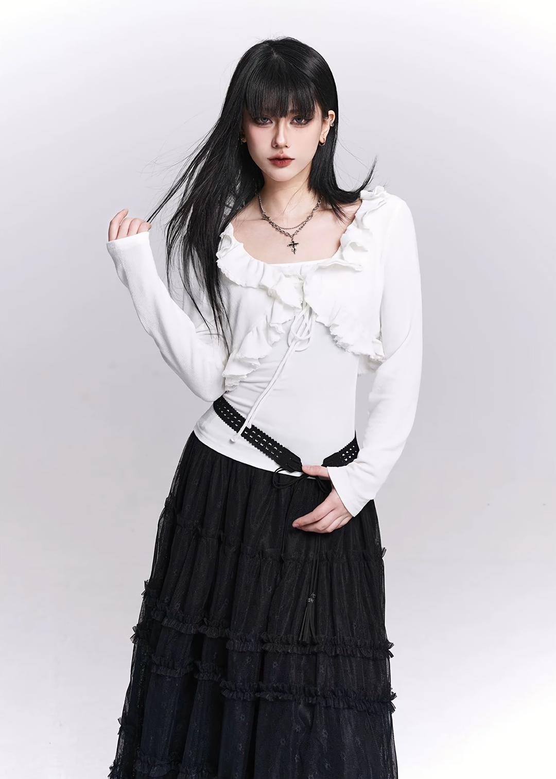 FRILL LAYERED TWO-PIECE TOP / LG1547