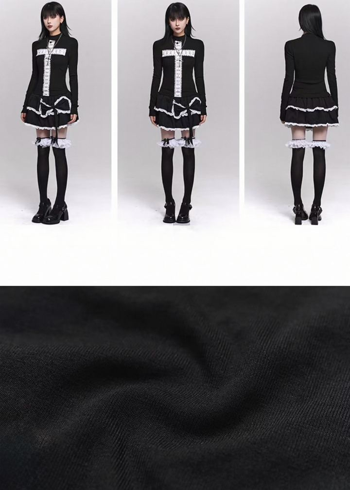 GHOSTLY CROSS HIGHNECK TOP / LG1491