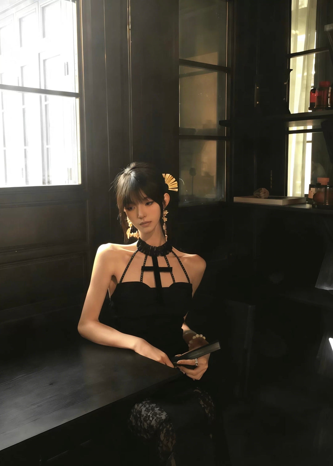 GOTHIC CROSS STRAP LONG DRESS / LG1557