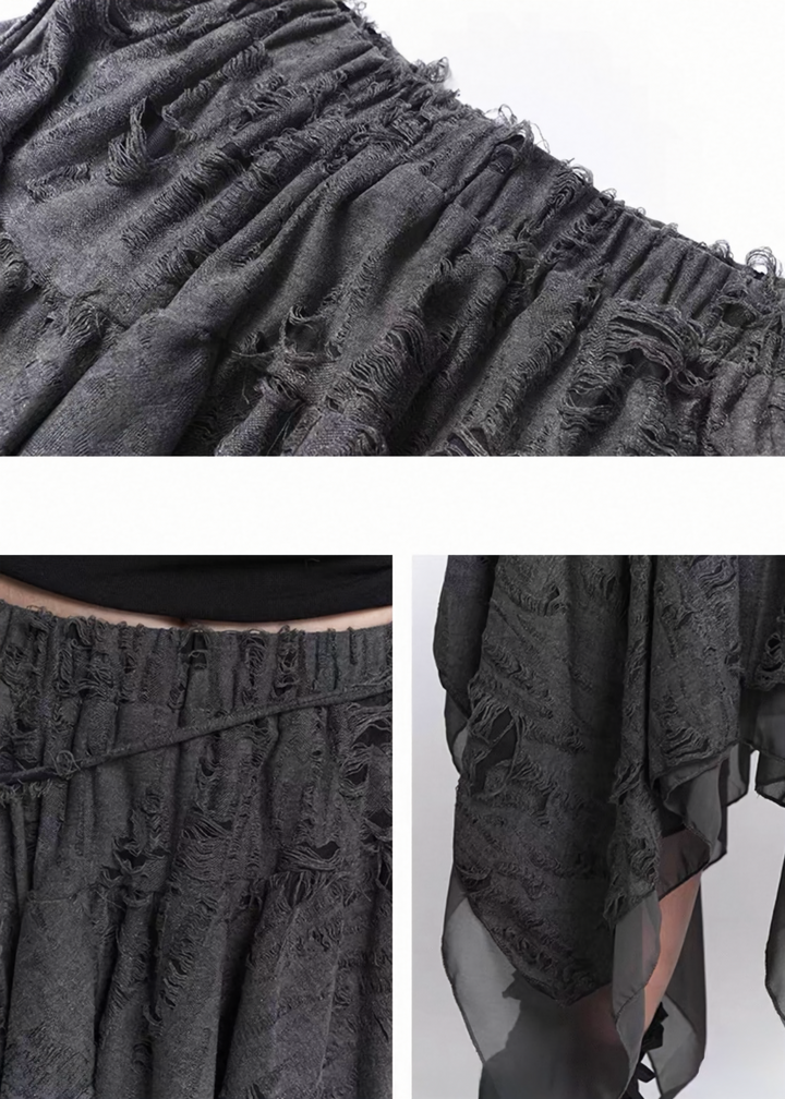 IRREGULAR DAMAGE LAYERED SKIRT / LG1543