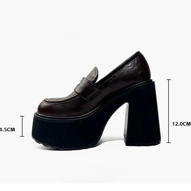 CHUNKY PLATFORM LOAFER HEELS / V1163