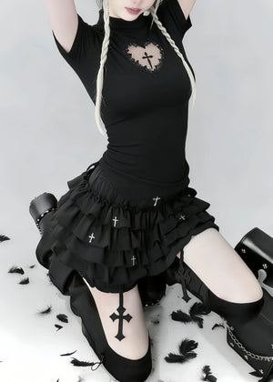 HEART CUT CROSS TOP / LG1555