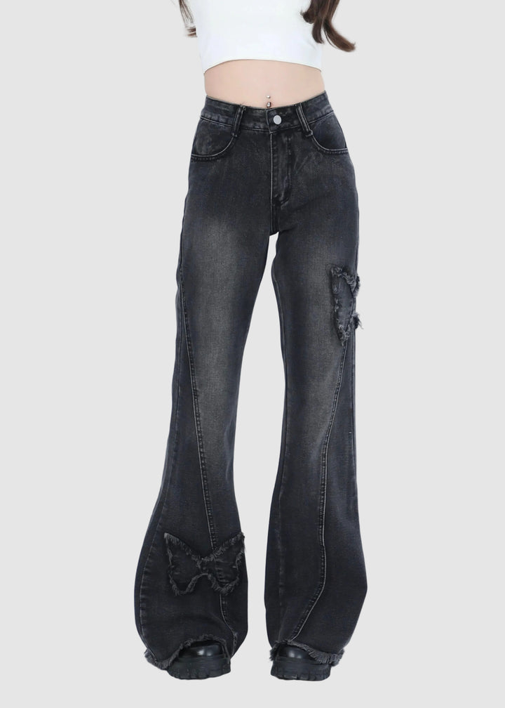 BUTTERFLY DAMAGE FLARE DENIM / LG1590