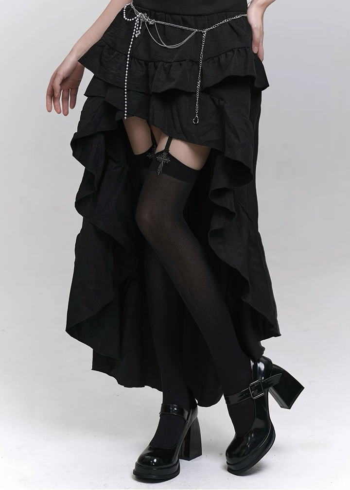 Gothic Frill Asymmetry Skirt / LG1297_e4r