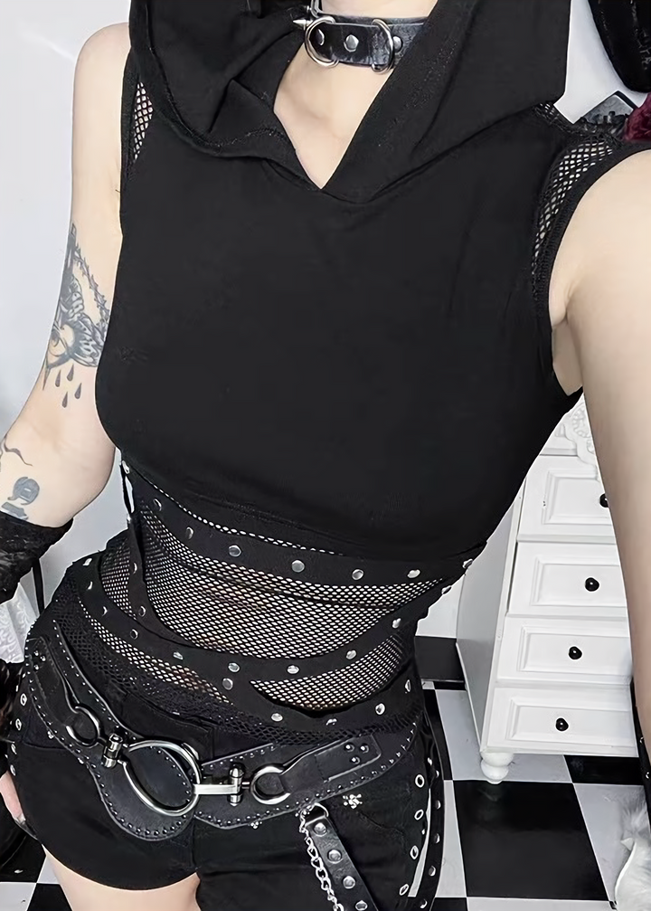 MESH HOODED TOP / LG1639