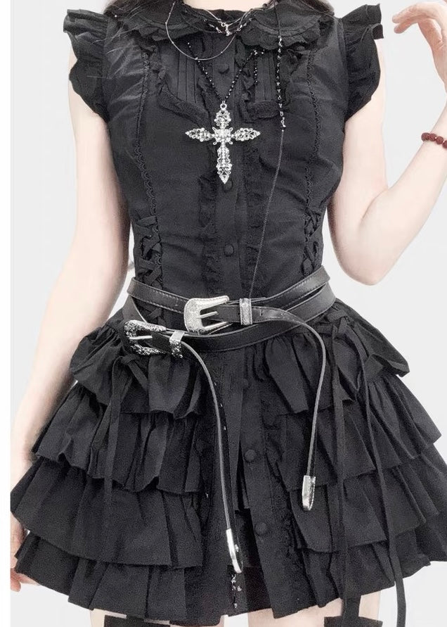 GOTHIC FRILL TIERED DRESS / LG1614