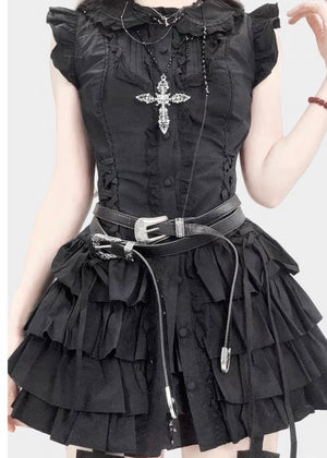 GOTHIC FRILL TIERED DRESS / LG1614