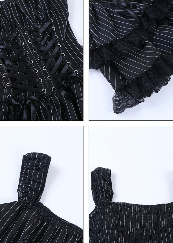 PINSTRIPE CORSET MINI DRESS / LG1575