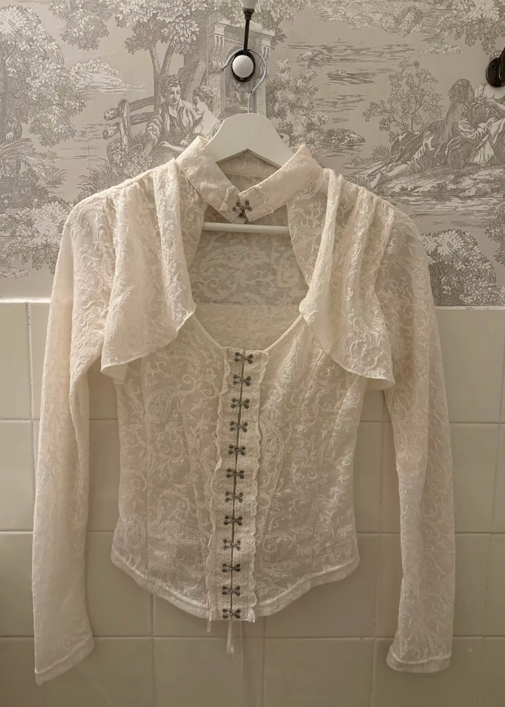 HOOK-EYE JACQUARD LACE TOP / LG1742