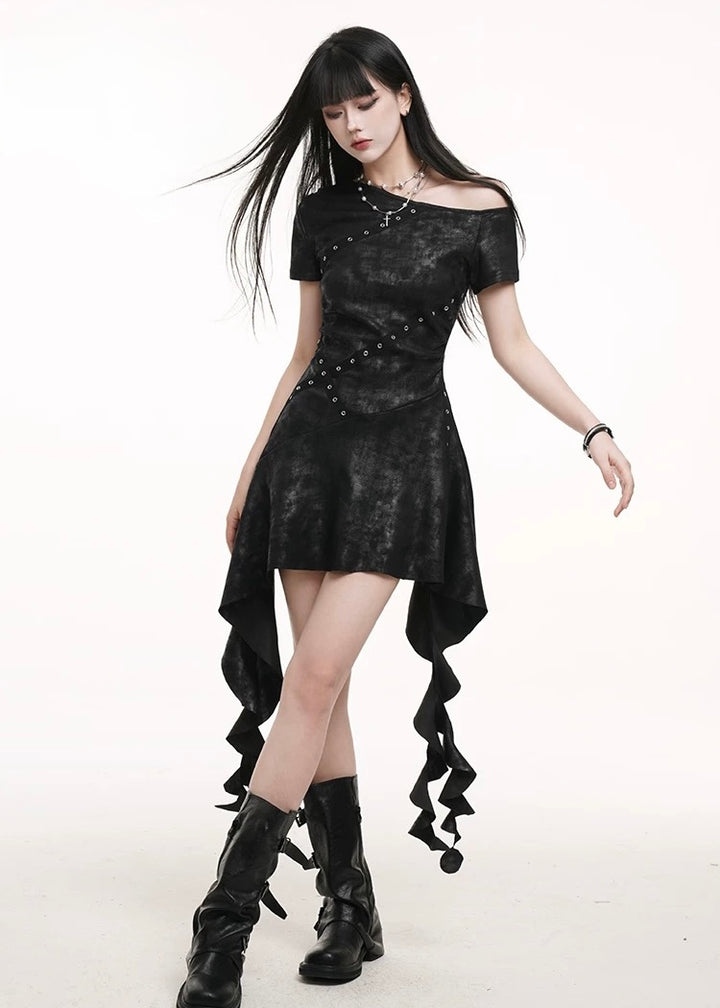 dark chic one shoulder dress set / LG1249 