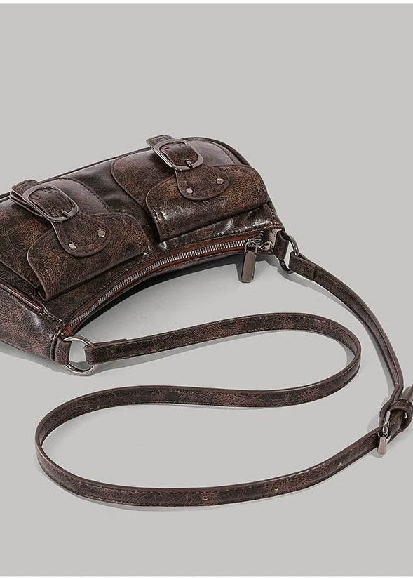 DOUBLE BUCKLE VINTAGE SHOULDER BAG / B1117