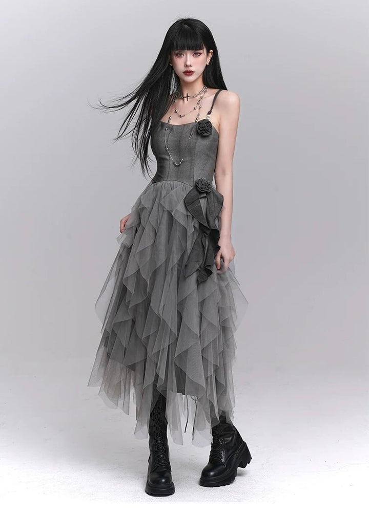 dark rose suspender dress / LG1214_e4r