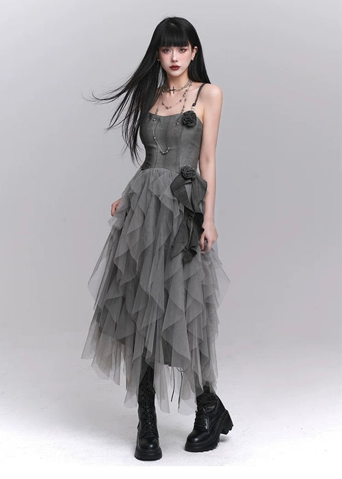 dark rose suspender dress / LG1214_e4r