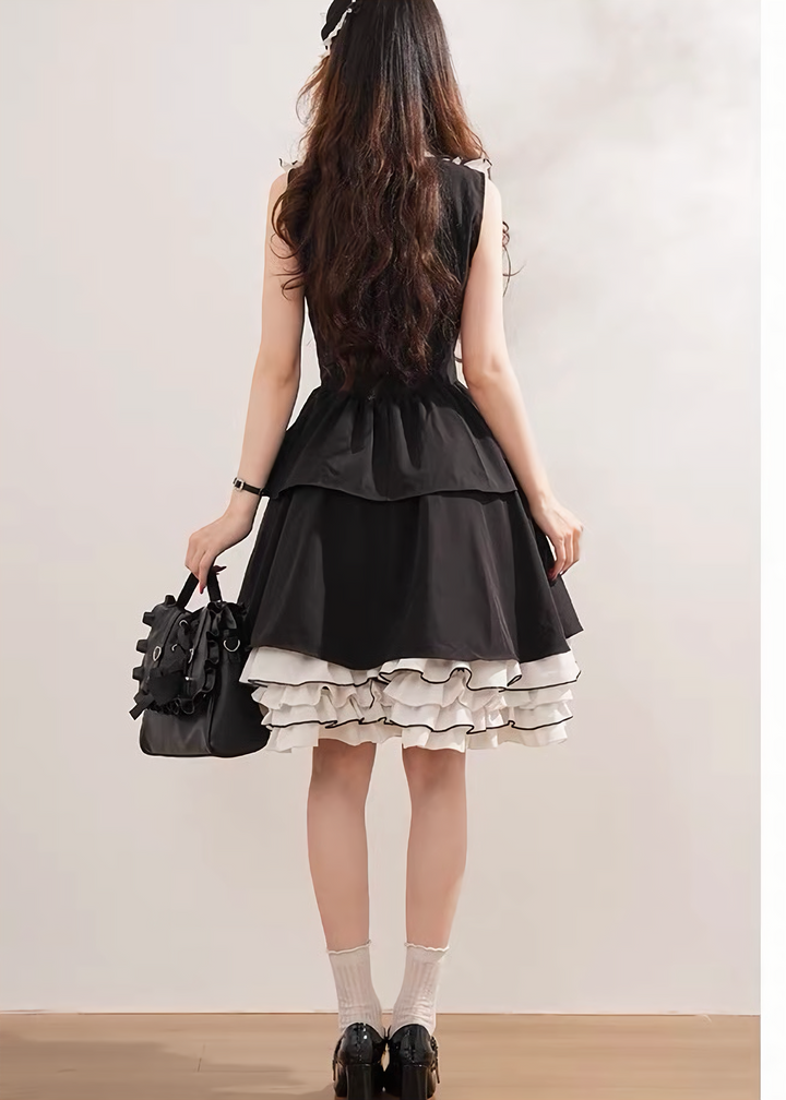 MONOTONE LAYERED FRILL DRESS /LG1621
