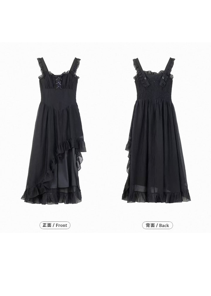 RIBBON FRILL HIGH-LOW DRESS / LG1598