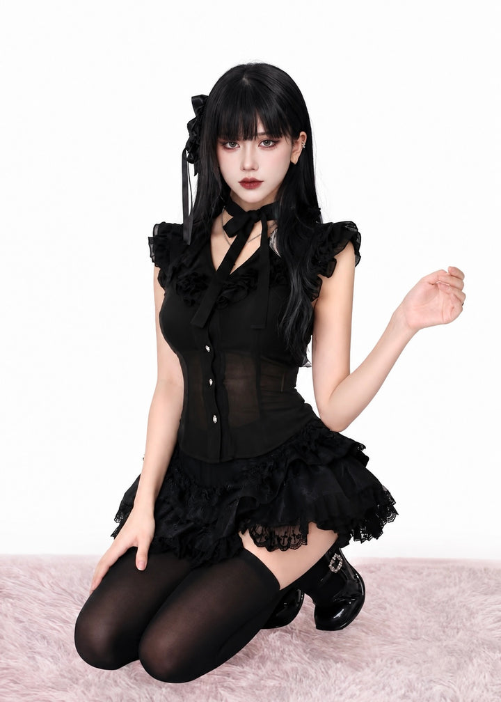 DARK DOLLY LACE SETUP &amp; GOWN / LG1647