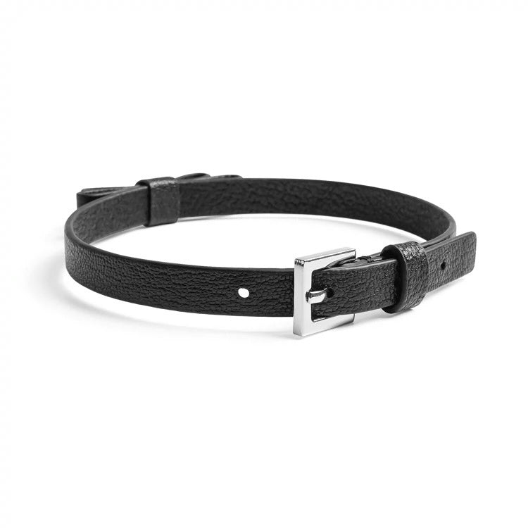 Bow collar black goatskin choker / a1103