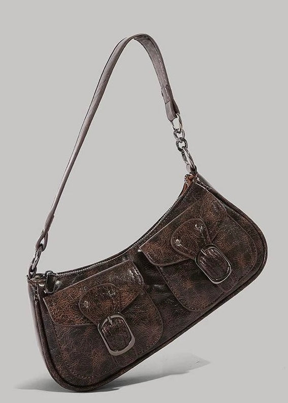 DOUBLE BUCKLE VINTAGE SHOULDER BAG / B1117