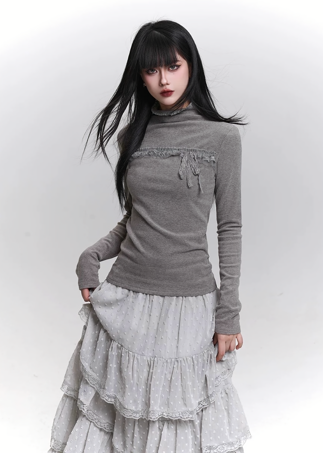 LACE RIBBON TIGHT TOP / LG1453