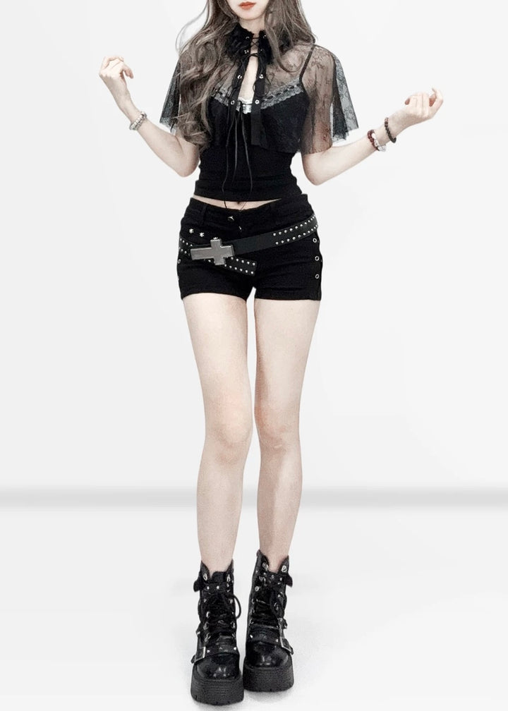 BLACK GOTHIC SHORT PANTS / LG1608