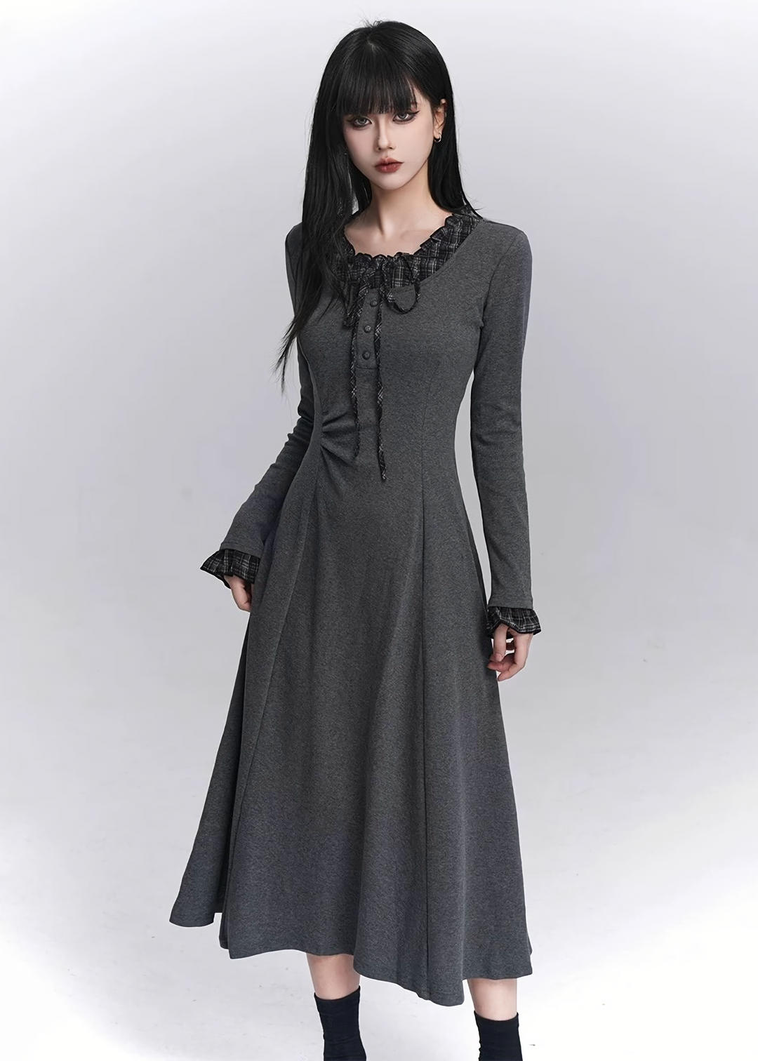 RUFFLED GOTHIC LONG DRESS / LG1433