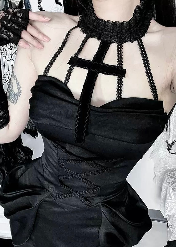 GOTHIC CROSS STRAP LONG DRESS / LG1557