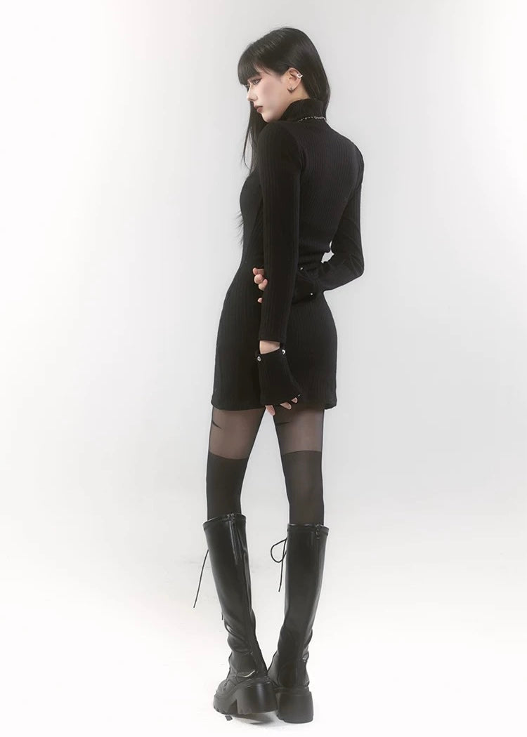 【당일 배송】shoulder belt knit mini dress / LG1193 