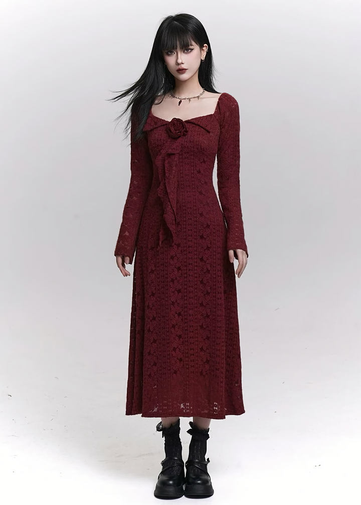 BLOOM ROSE LACE LONG DRESS / LG1474