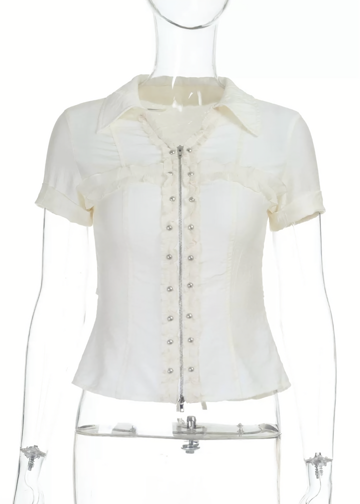 CLASSICAL FRILL ZIP BLOUSE / LG1567