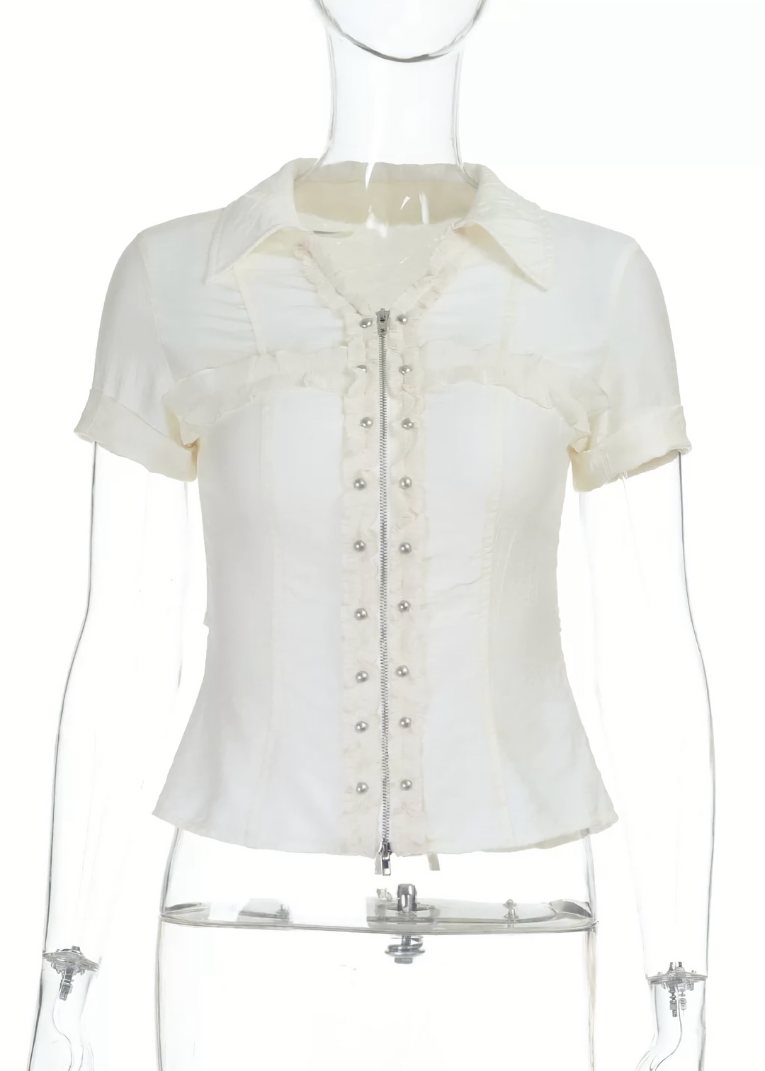 CLASSICAL FRILL ZIP BLOUSE / LG1567