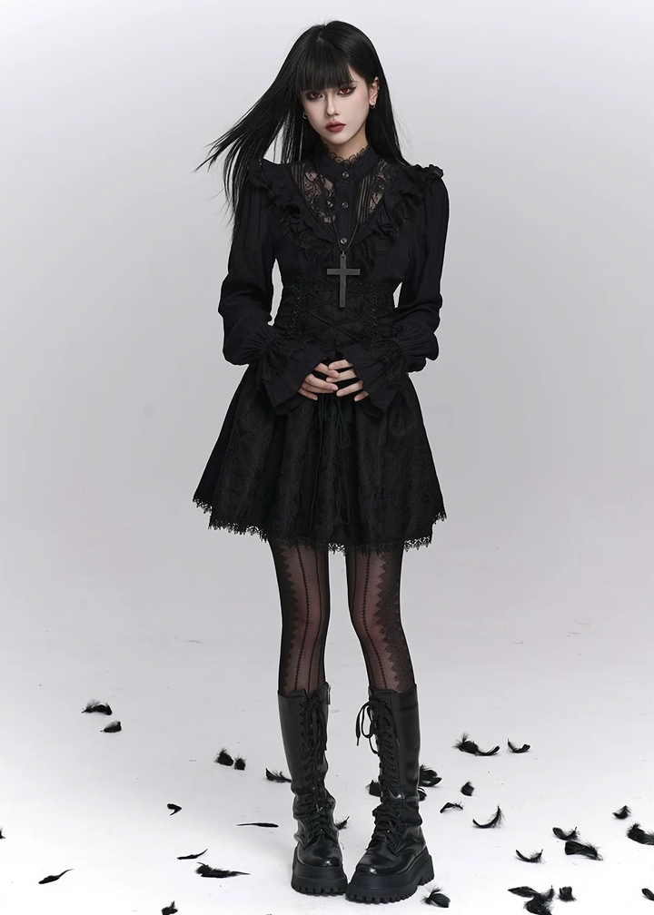 Corset Lace Flare Skirt / LG1402_e4r