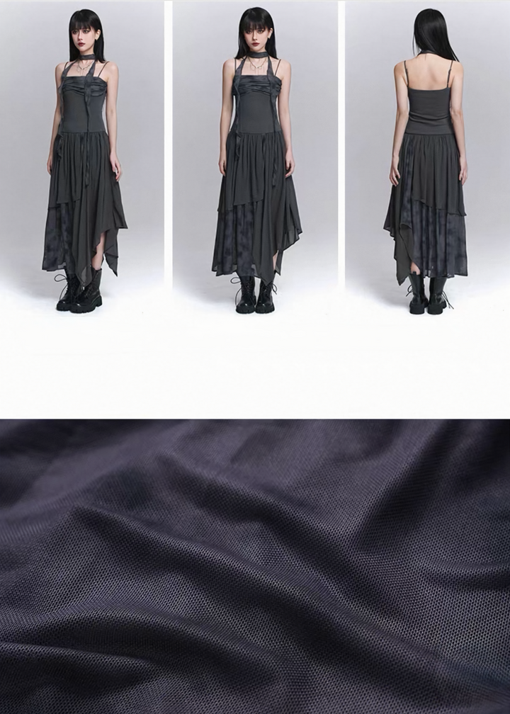 IRREGULAR LAYERED CHIFFON DRESS / LG1529