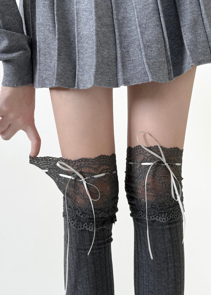 ribbon lace high socks / LG1226_e4r