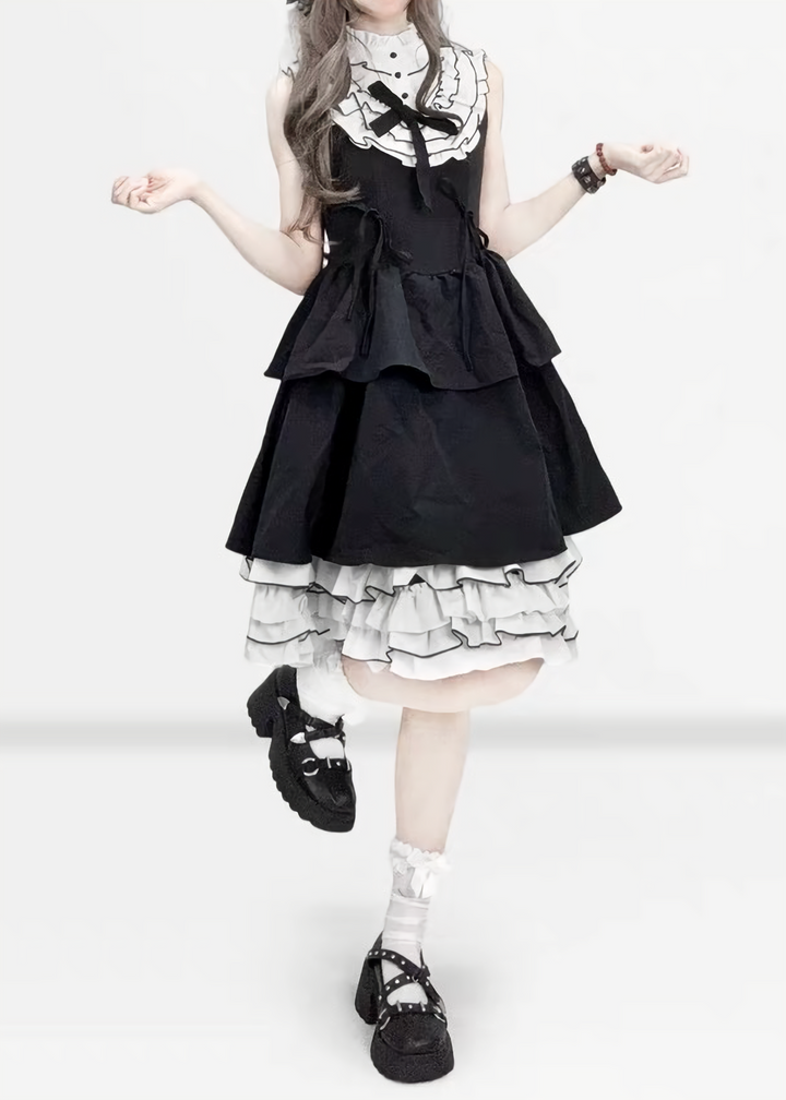 MONOTONE LAYERED FRILL DRESS /LG1621