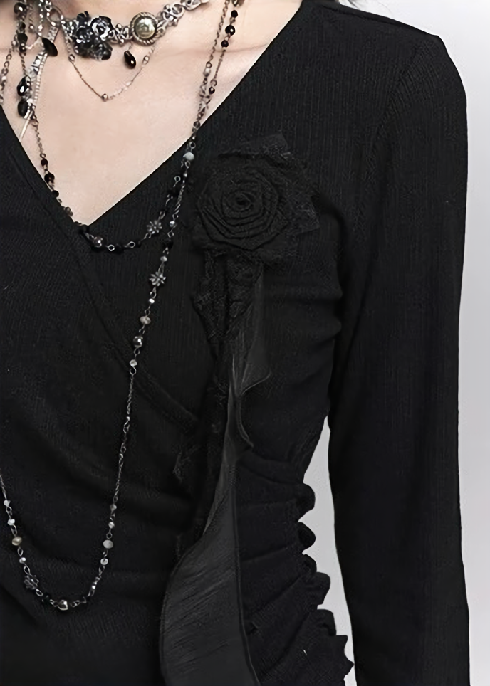 BLACK ROSE GOTHIC LONG SLEEVE / LG1413_e4r