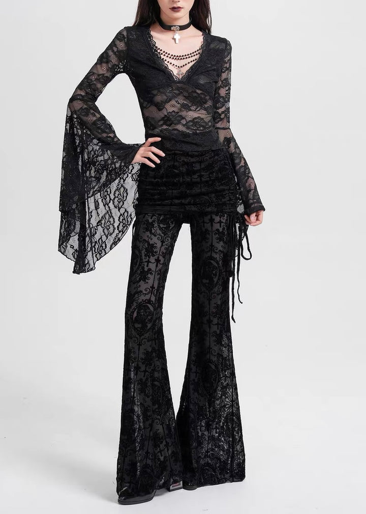 GOTHIC LACE FLARE SLEEVE TOP / LG1570