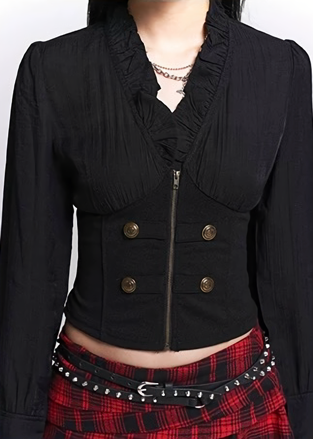 Frill Collar Corset Short Top / LG1514