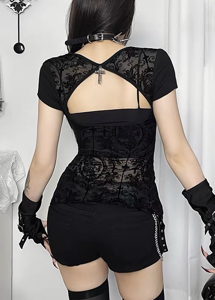 GOTHIC CROSS LACE TOP / LG1638